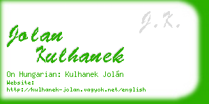 jolan kulhanek business card